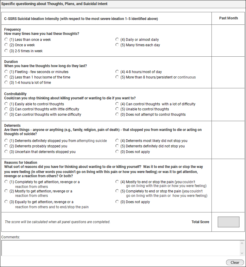 Specific Questioning on Thoughts, Plans, and Suicidal Intent