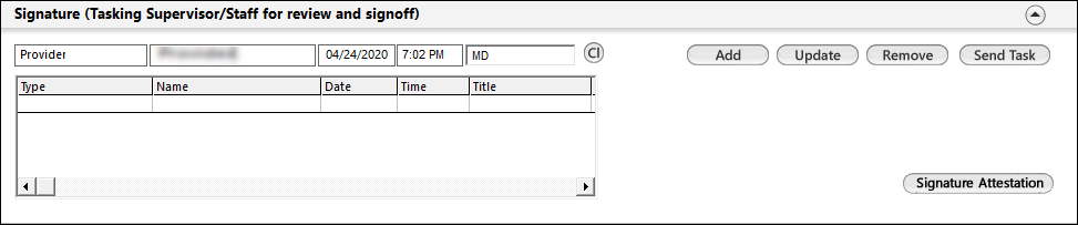 Signature (Tasking Supervisor/Staff for review and signoff) panel