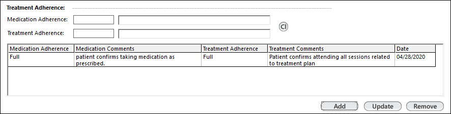 Treatment Adherence section