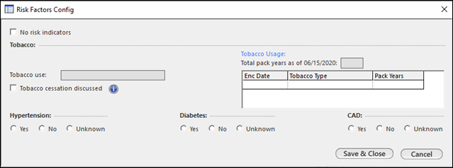Risk Factors Config template