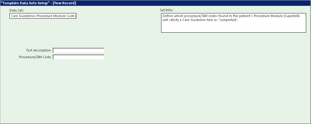 Template Data Sets