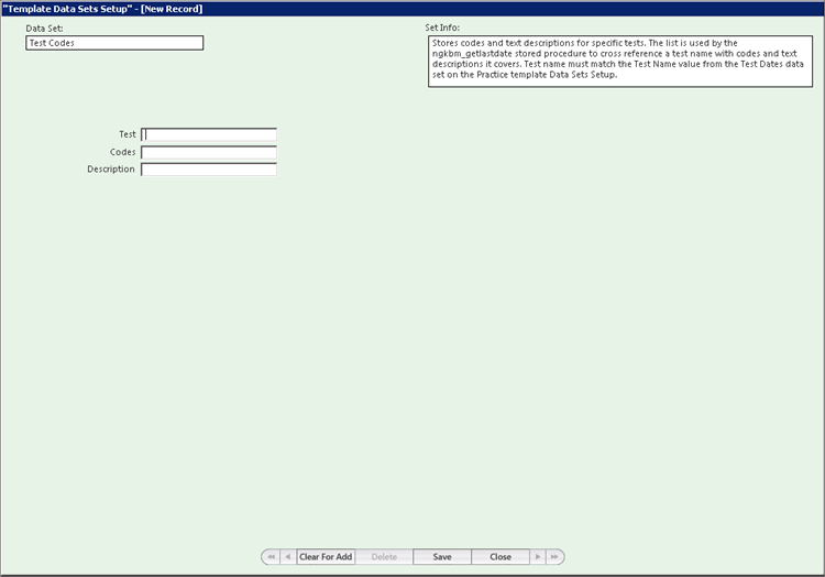 Template Data Sets