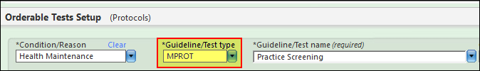 Orderable Test Setup