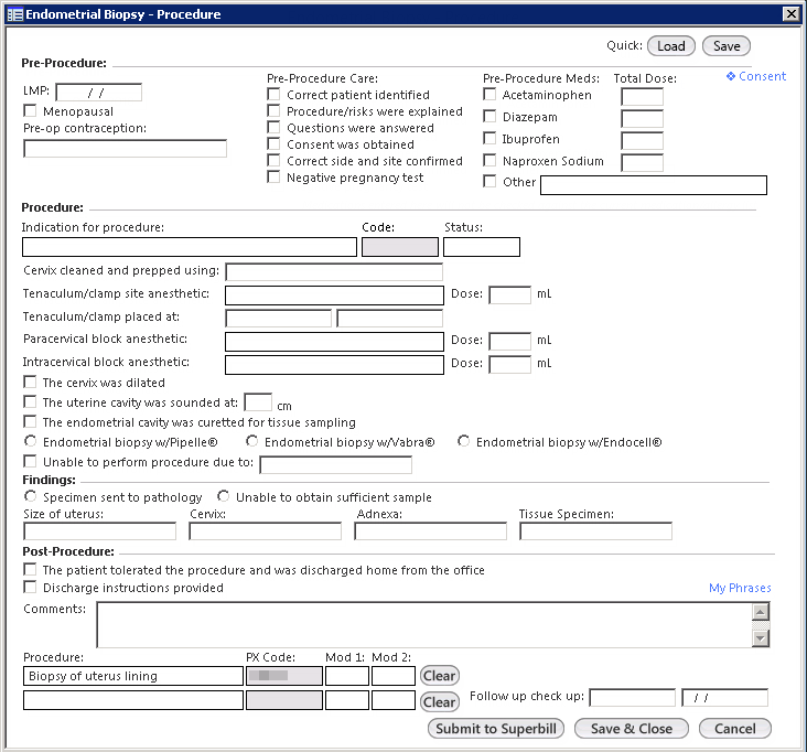 Endometrial Biopsy - Procedure template