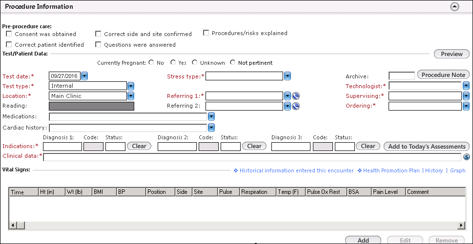 MPI-Card - Procedure Information