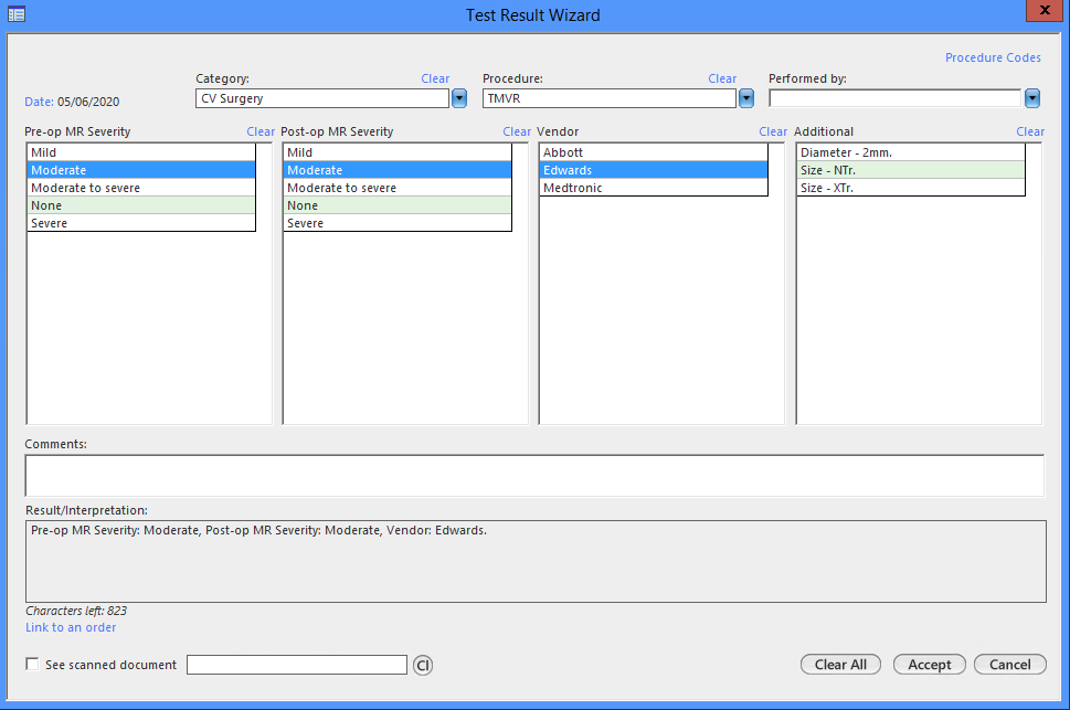 Historical test results on Test Result Wizard