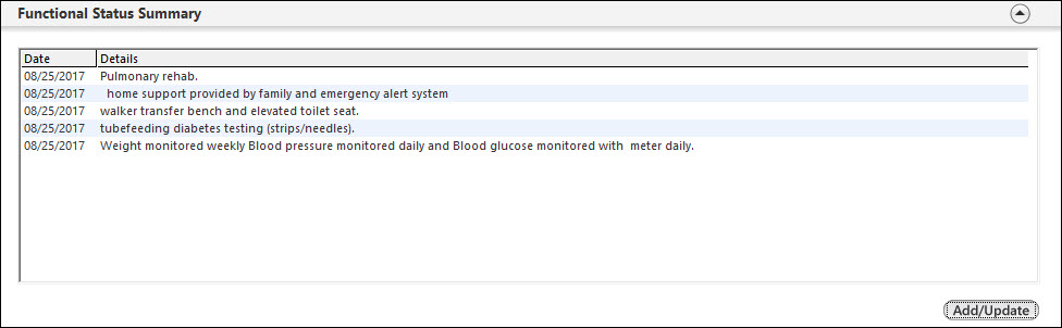 Functional Status Summary