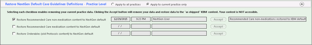 Retore NextGen Default Care Guidelines Definitions - Practice Level