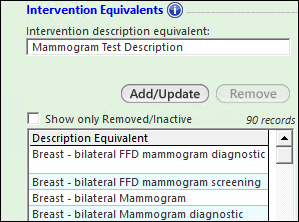 Intervention description equivalent depicting the grid of description equivalents