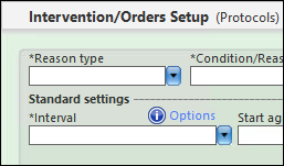 Standard settings section in the intervention or orders setup panel