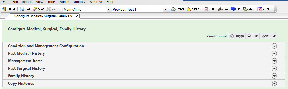 Configure Medical, Surgical, and Family Hx