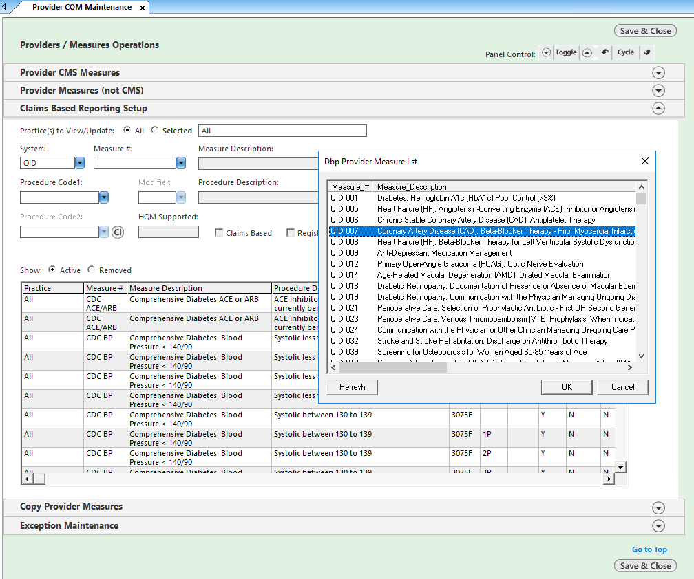 Dbp Provider Measure List