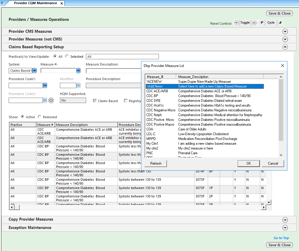 Dbp Provider Measure List
