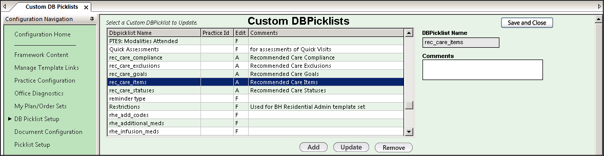 Custom DB Picklists