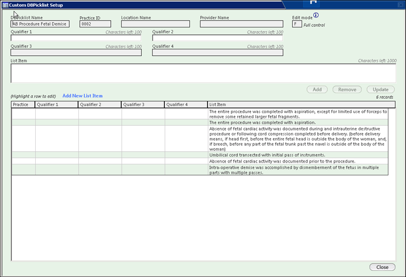 Custom DBPicklist Setup