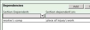 Information added to Dependencies grid