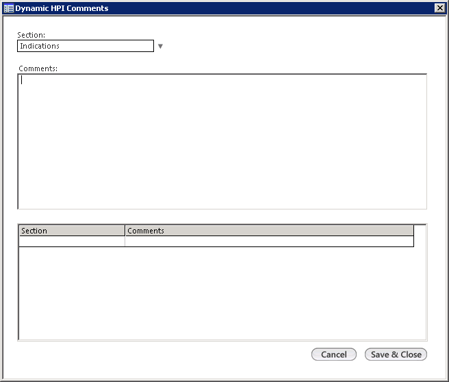 Dynamic HPI Comments