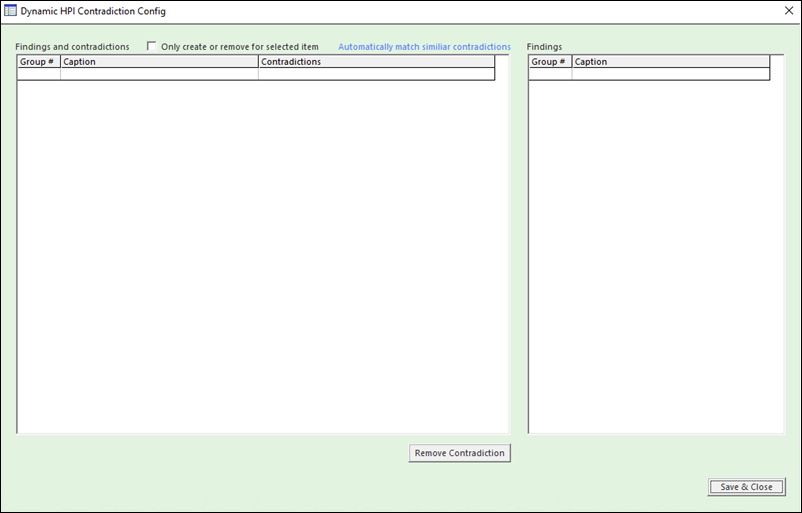 Dynamic HPI Congradiction Config
