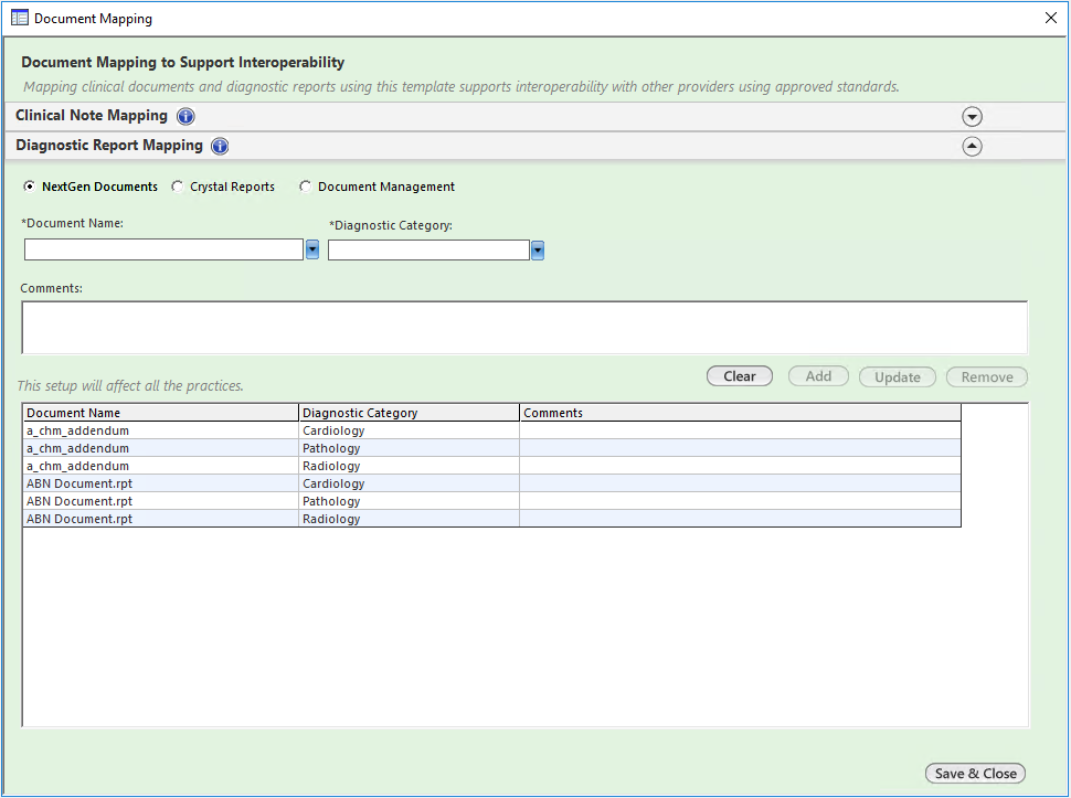 Diagnostic Report Mapping