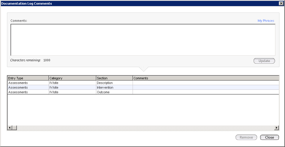 Documentation Log Comments