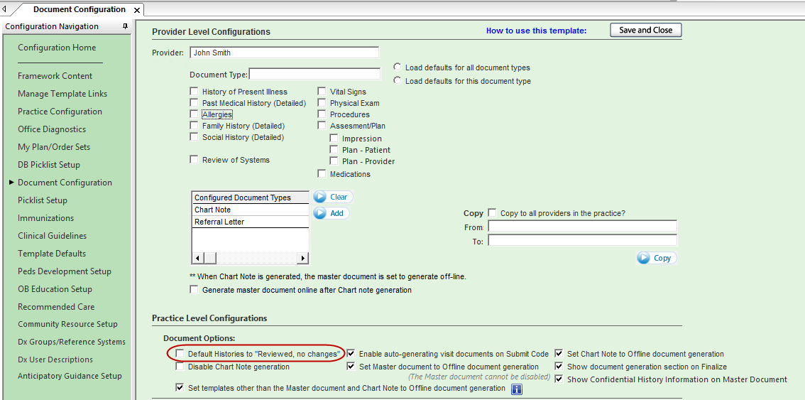 Document Configuration template