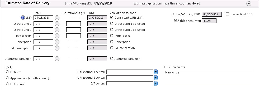 LMP date in the EDD panel