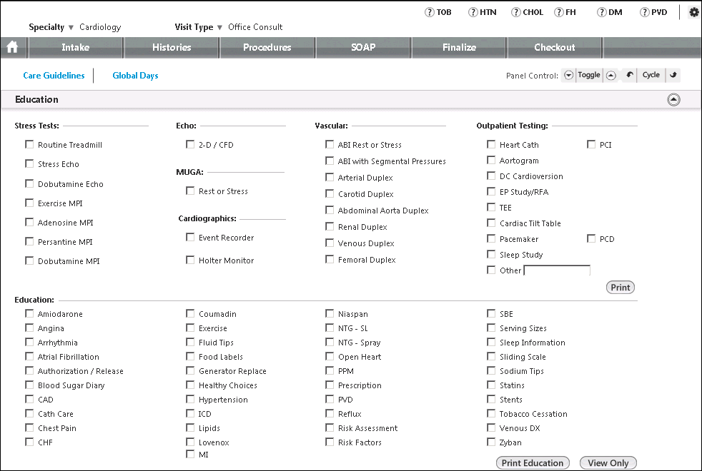 Home Page - Cardiology template Education panel