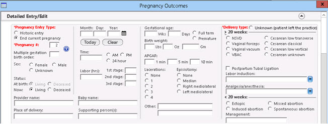 End current pregnancy on Detailed Entry/Edit panel
