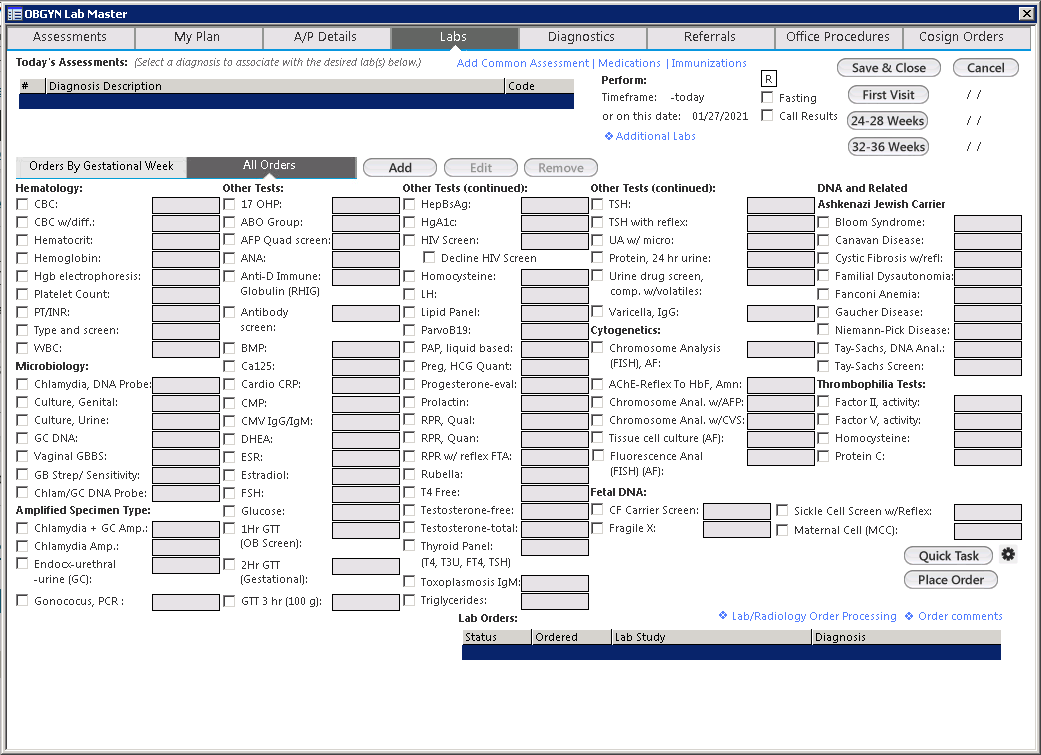 OBGYN Lab Master Template