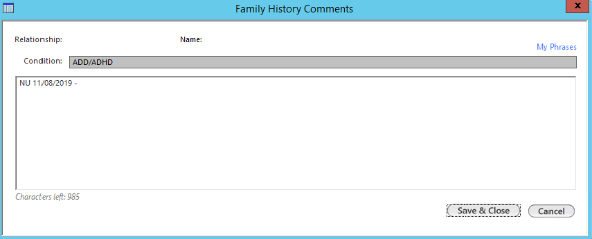 Family History Comments