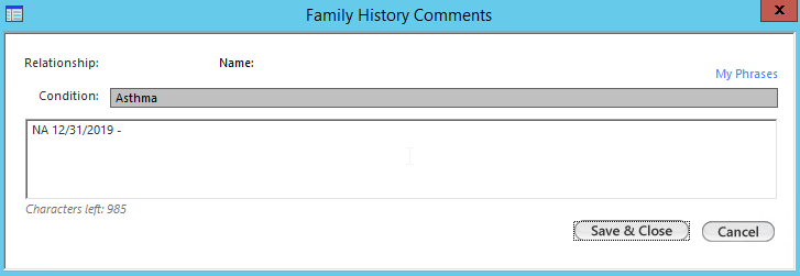 Family History Comments