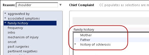 Family history link on the Dynamic HPI template
