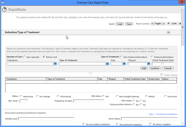 Fracture Care Rapid Note