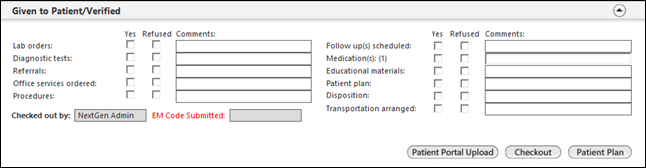 Given to Patient/Verified panel