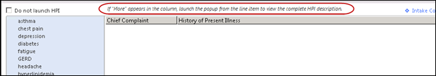 Reason for Visit panel