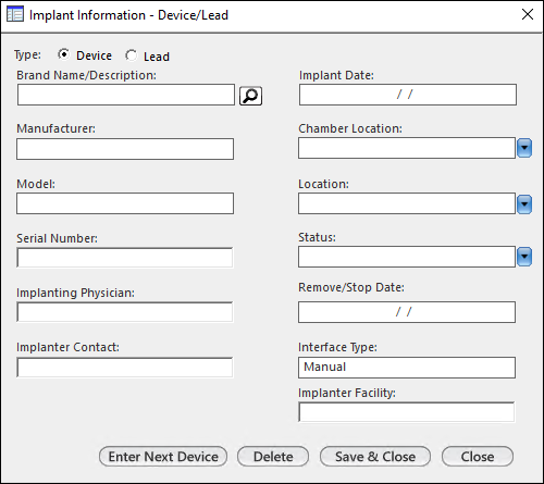 Implant Information - Device