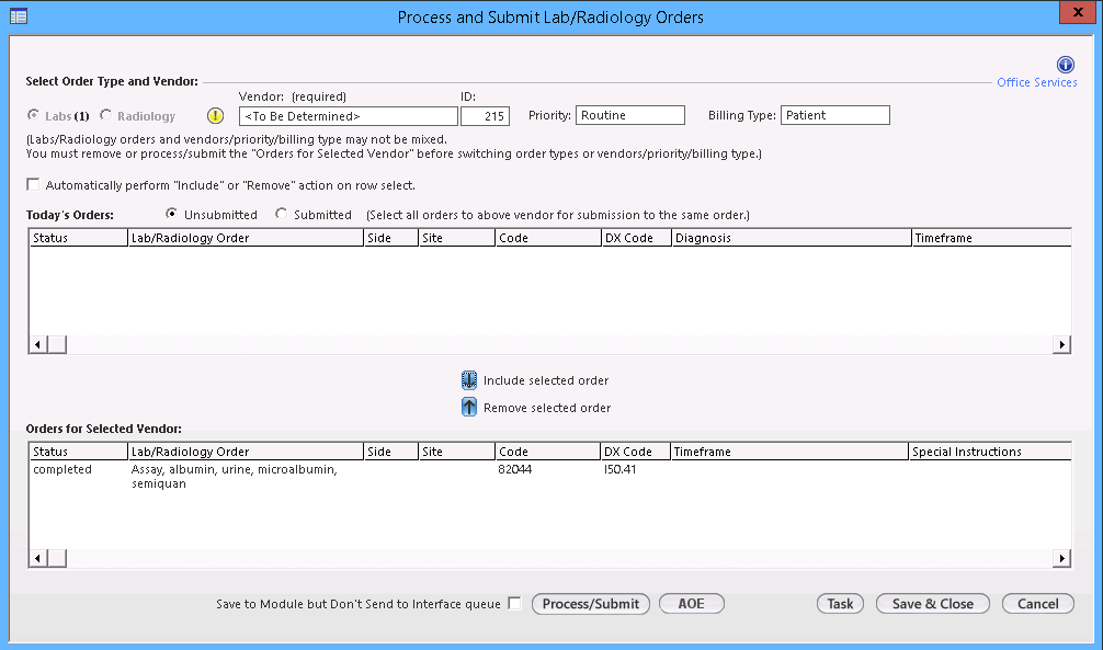Process and Submit Lab/Radiology Orders