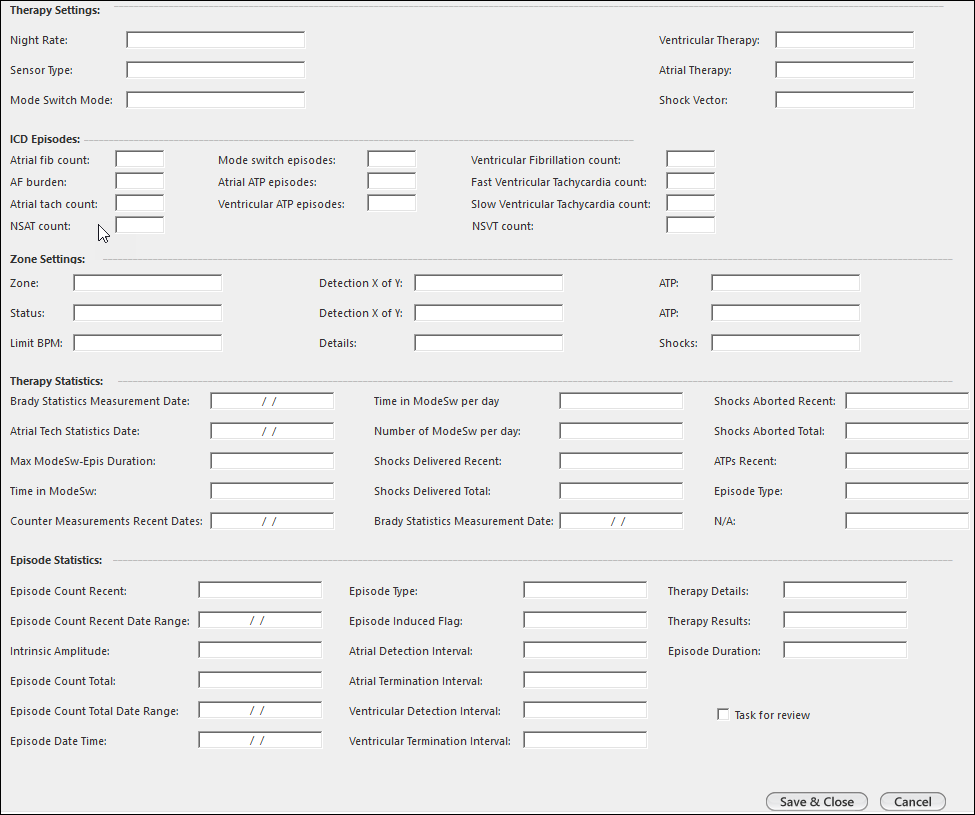 Interrogation Data - Device - Therapy Settings