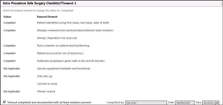 Intra-Procedure Safe Surgery Checklist/Timeout 1