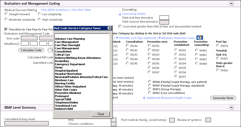 Evaluation and Management Coding