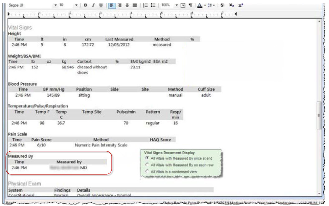 Chart Note document