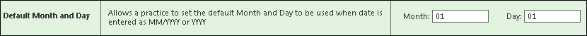 Default Month and Day section