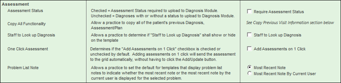 Assessment section