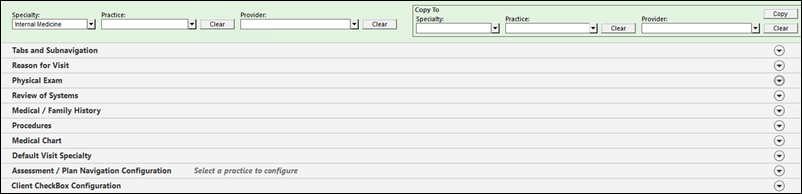 Associate the HPI template to a specialty