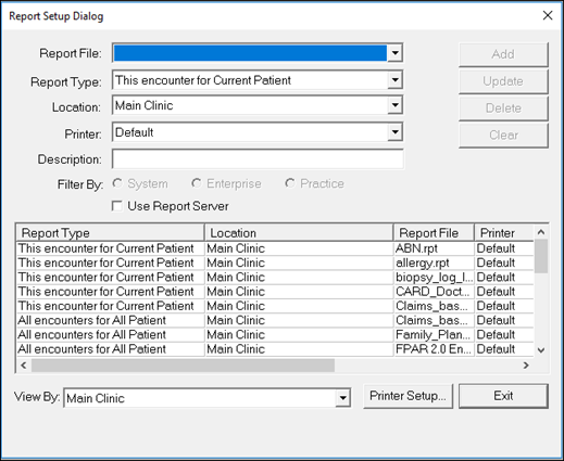 Report Setup Dialog
