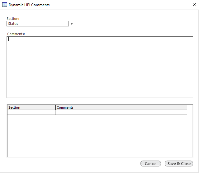 Dynamic HPI Comments