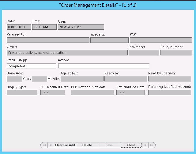 Order Management Details