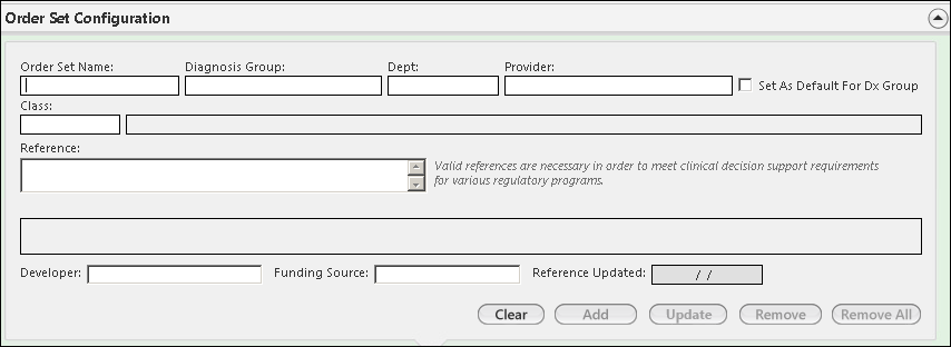 Order Set Configuration