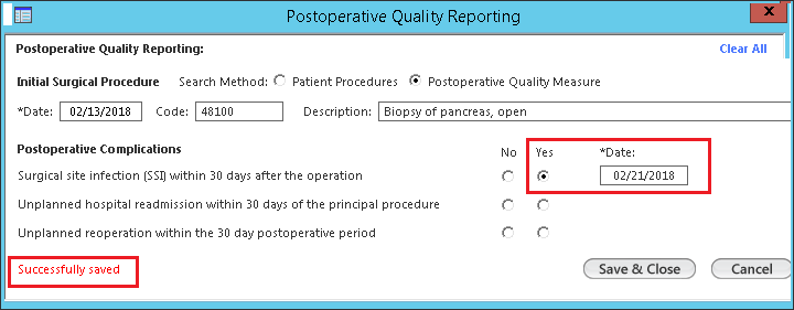 Postoperative Quality Reporting