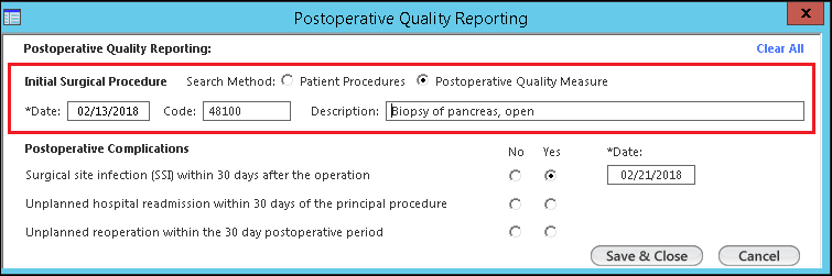 Postoperative Quality Reporting